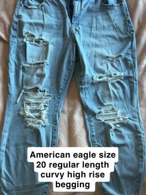 American Eagle Outfitters Light Blue High-Rise Distressed Jeans